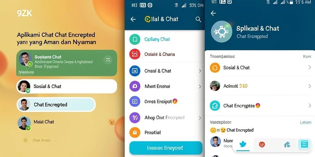 Antarmuka aplikasi 9ZK dengan fitur Chat Encrypted yang menarik.