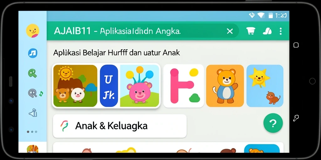 Antarmuka menarik AJAIB11 yang mendukung belajar huruf dan angka.