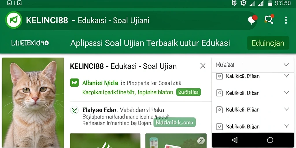 Antarmuka aplikasi KELINCI88 dengan tampilan soal ujian
