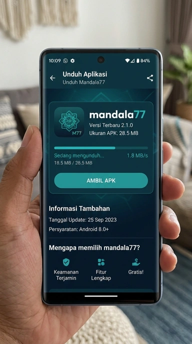 Tampilan halaman APK mandala77