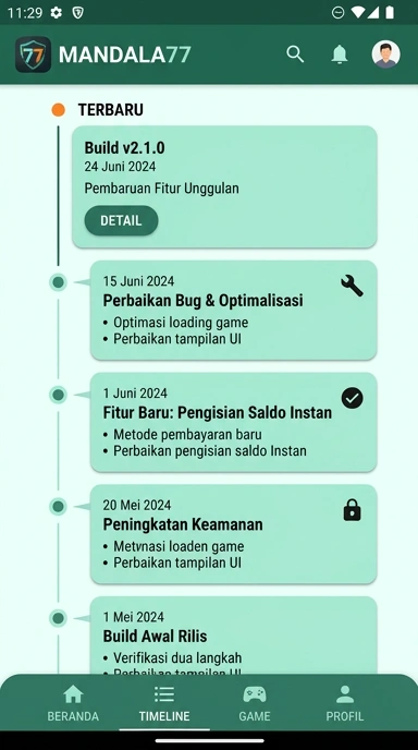 Tampilan riwayat versi mandala77